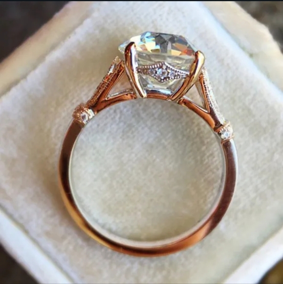 🩷💛NEW🩷💛 STUNNING!! Vintage 2.5kt Round CZ Ring in ROSE GOLD plating - Picture 2 of 14